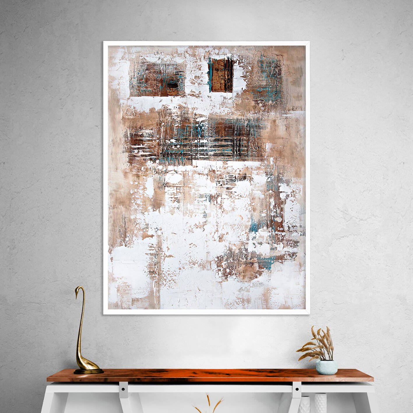 Zaman Katmanları Soyut Dokulu Yağlıboya Tablo