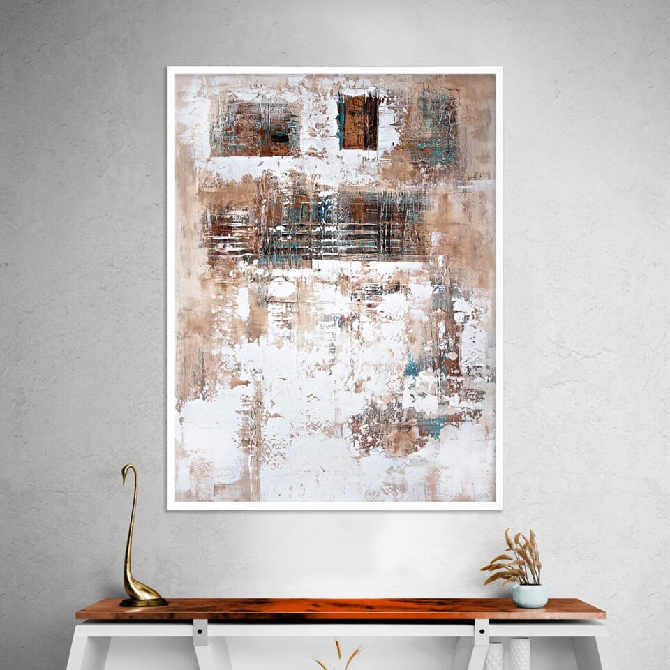 Zaman Katmanları Soyut Dokulu Yağlıboya Tablo