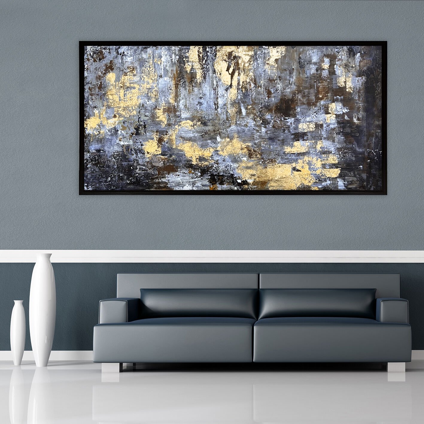 Altın Denge Soyut Dokulu Yağlıboya Tablo