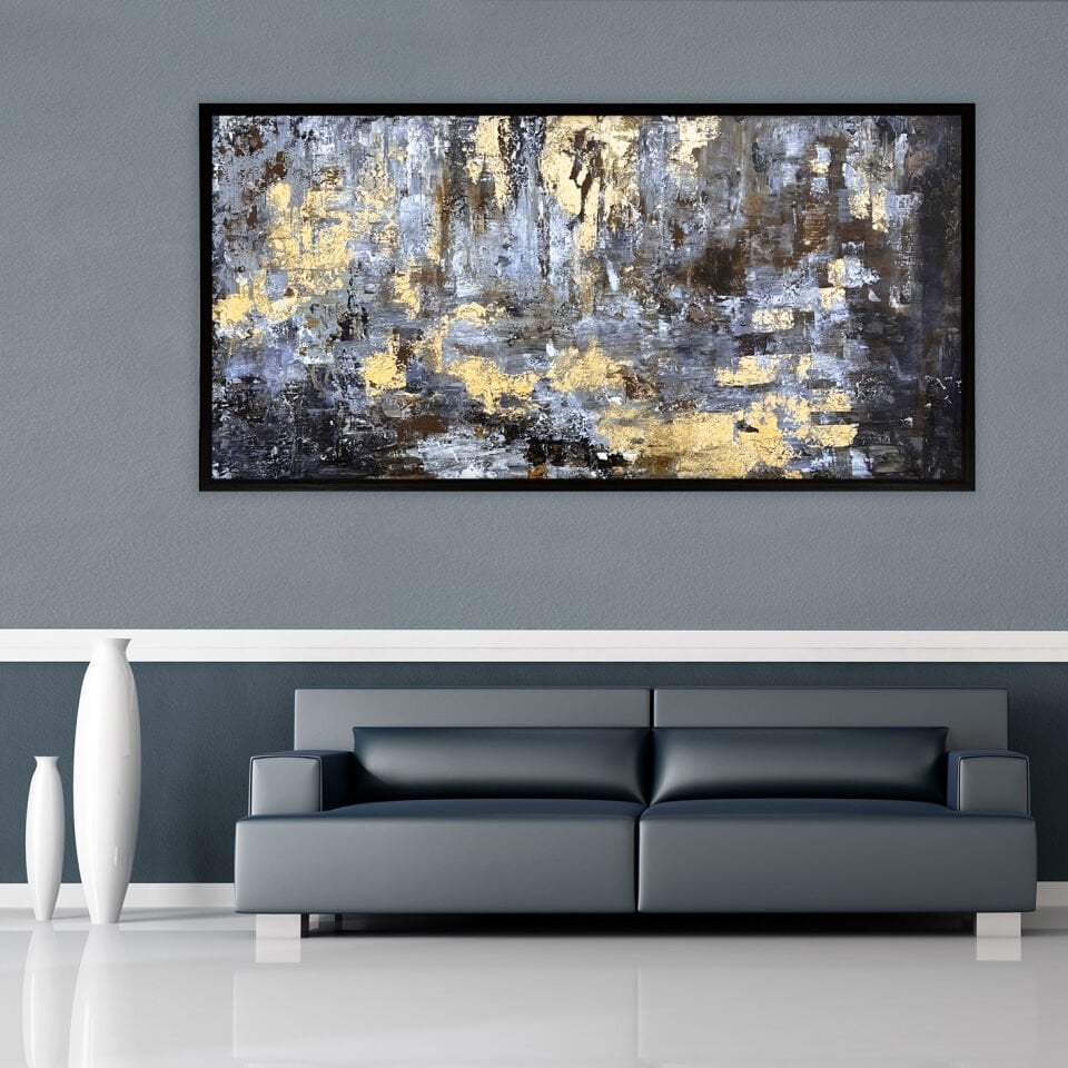 Altın Denge Soyut Dokulu Yağlıboya Tablo