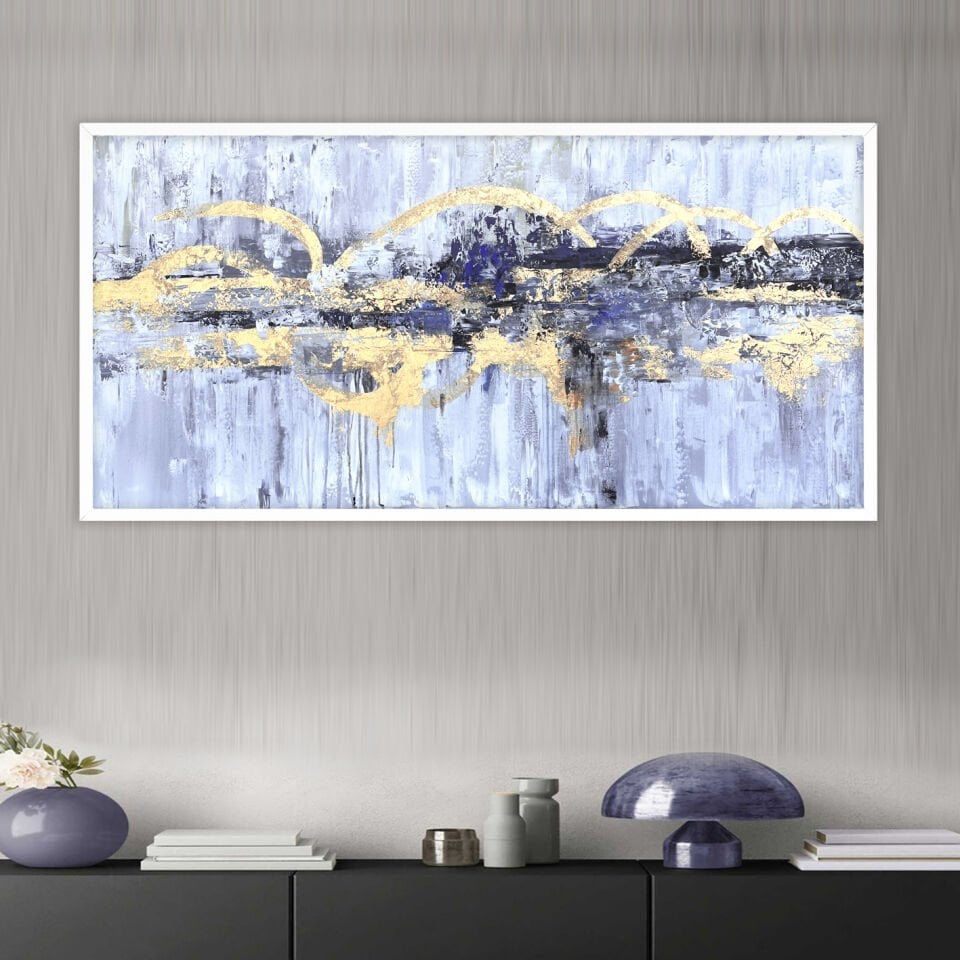 Altın Akış Soyut Dokulu Yağlıboya Tablo