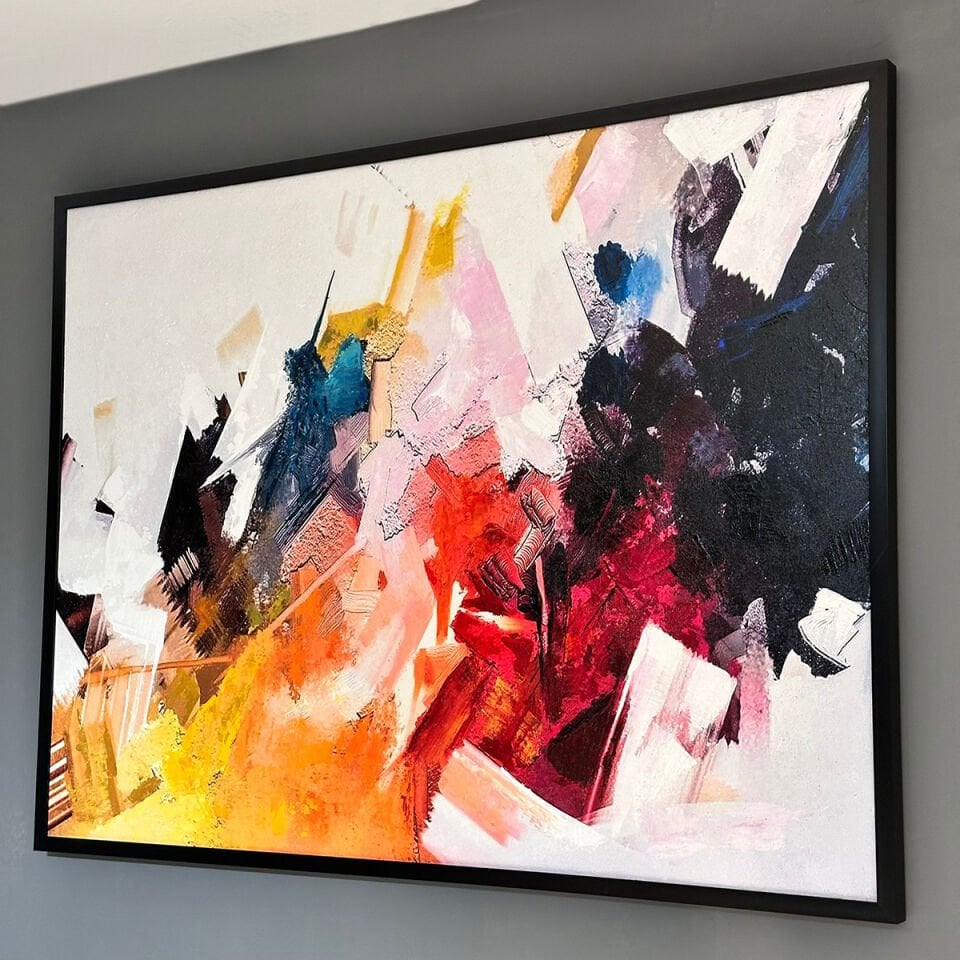 Renklerin Diyaloğu Soyut Dokulu Yağlıboya Tablo