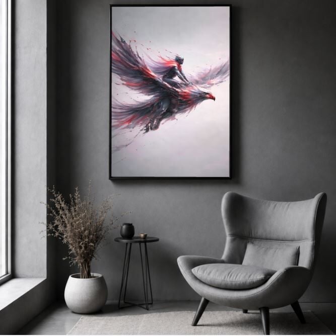 Soyut Kartal Yağlı Boya Tablo Modern Fantastik El Yapımı Dokulu Sanat Eseri