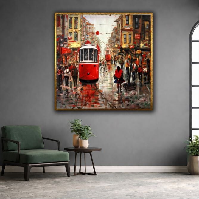 İstanbul Nostaljik Tramvay Yağlı Boya Tablo