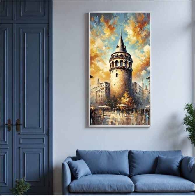 Galata Kulesi Dokulu Yağlı Boya Tablo – İstanbul Rüyası