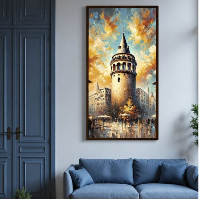 Galata Kulesi Dokulu Yağlı Boya Tablo – İstanbul Rüyası