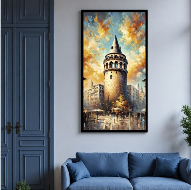 Galata Kulesi Dokulu Yağlı Boya Tablo – İstanbul Rüyası