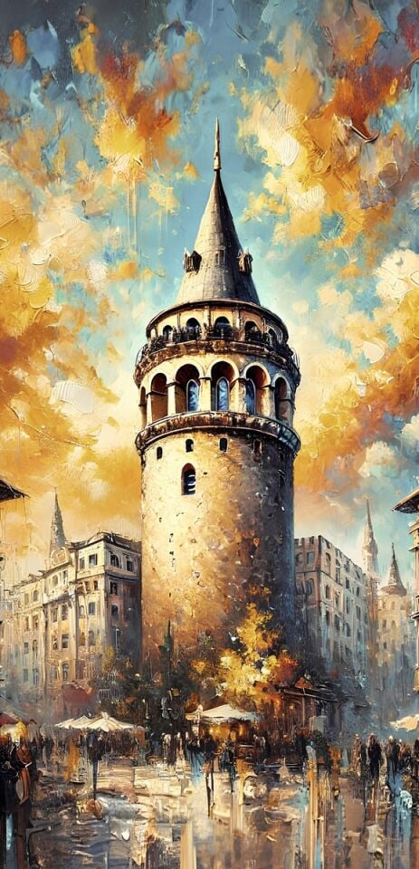 Galata Kulesi Dokulu Yağlı Boya Tablo – İstanbul Rüyası