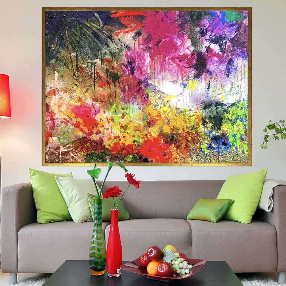 Renklerin Senfonisi / Soyut Dokulu Yağlıboya Tablo