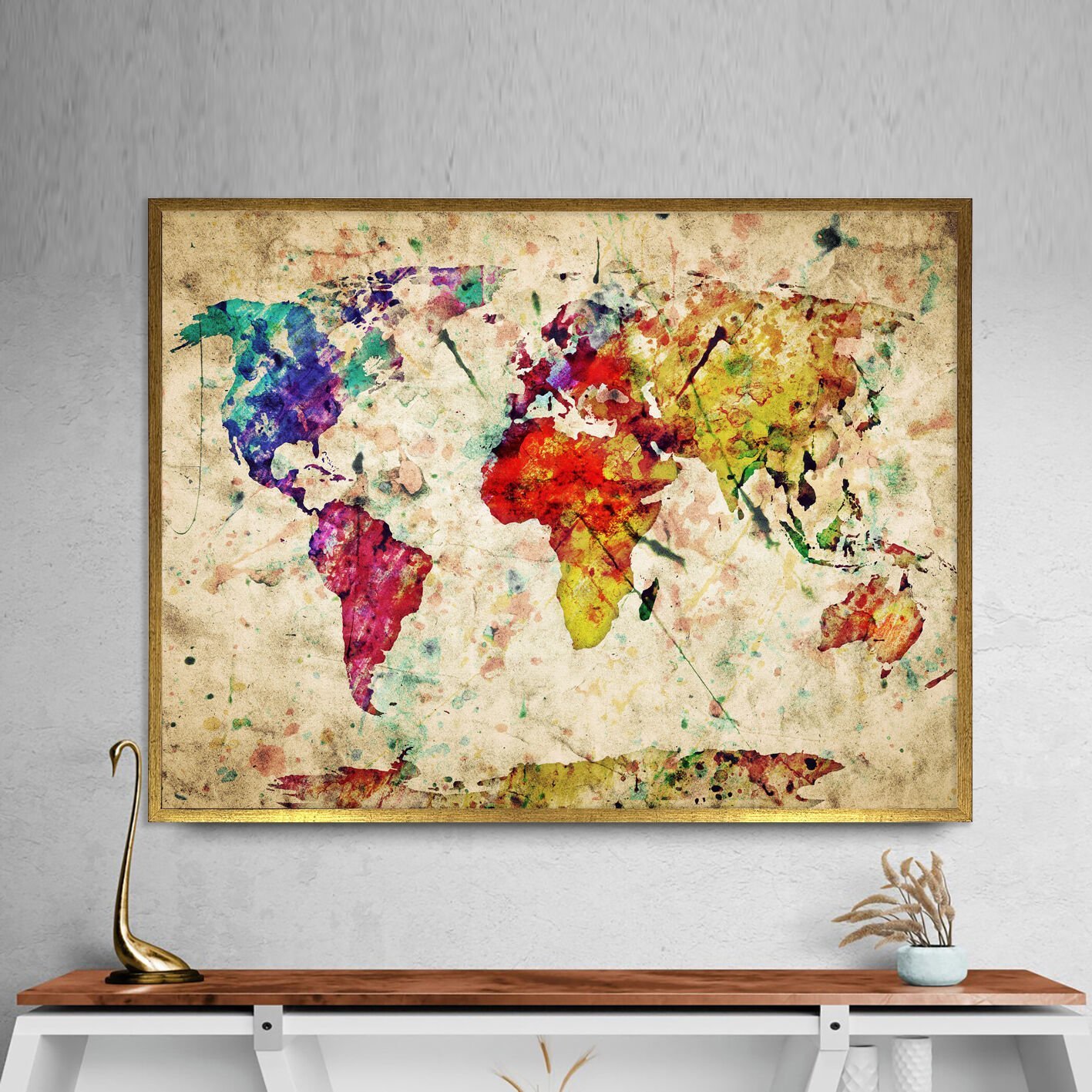 Renklerle Dünya / Dokulu Yağlıboya Tablo