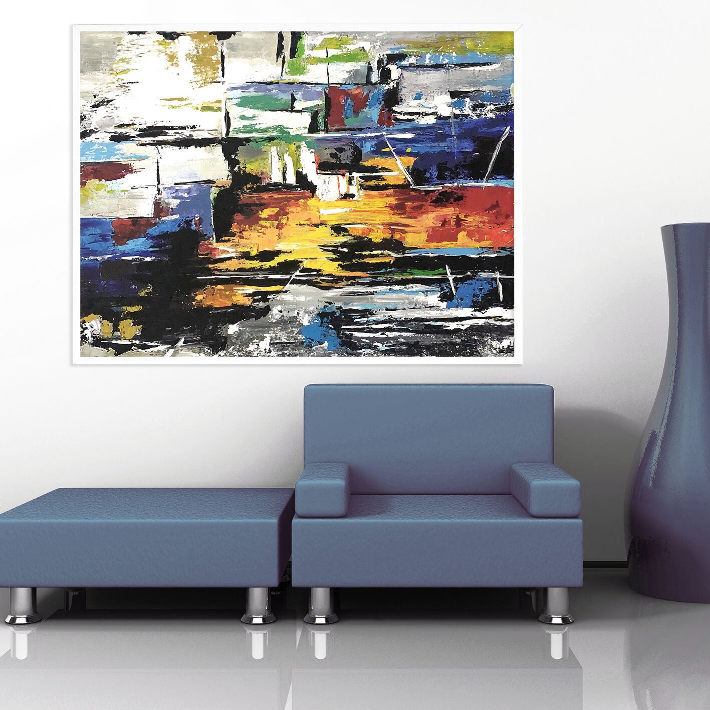 Modern Kaos Soyut Dokulu Yağlıboya Tablo