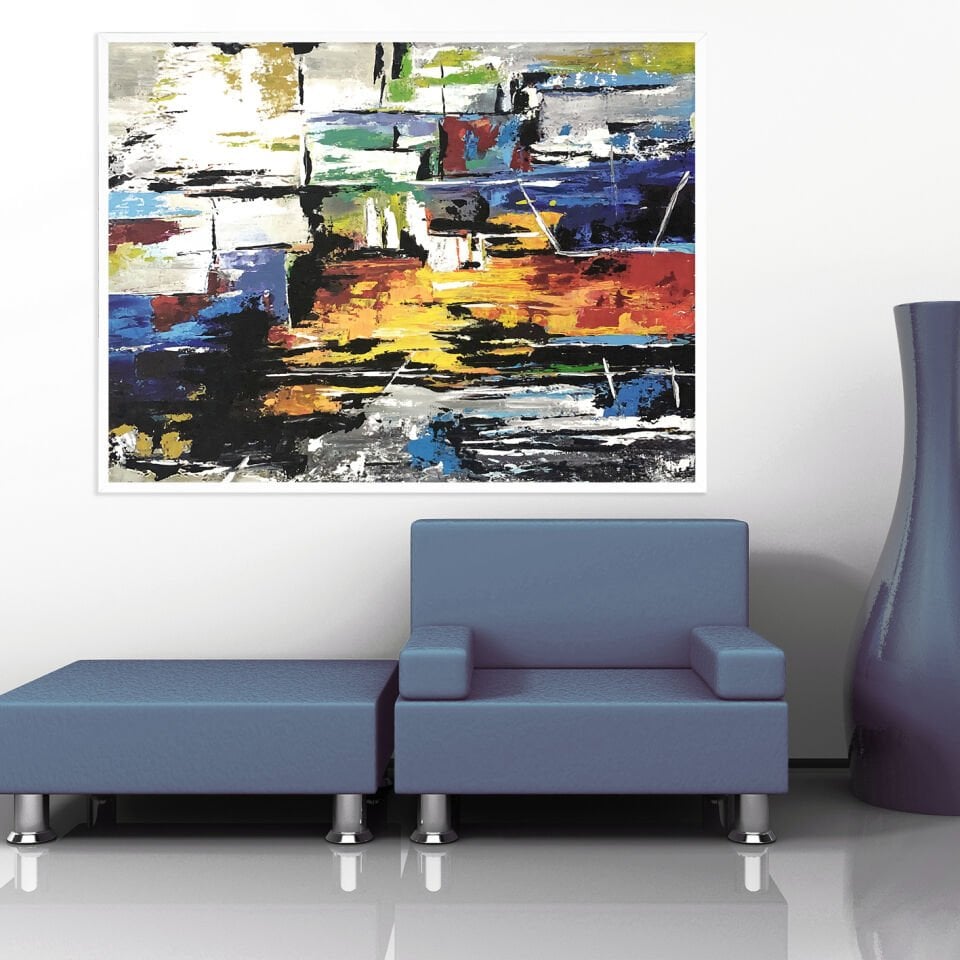 Modern Kaos Soyut Dokulu Yağlıboya Tablo