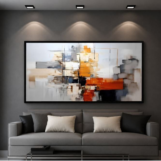Geometrik Soyut Dokulu Yağlı Boya Tablo – Kentsel Denge