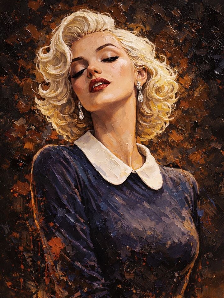 Kadın Portre Yağlı Boya Tablo Vintage Zarafet El Yapımı Dokulu Sanat Eseri