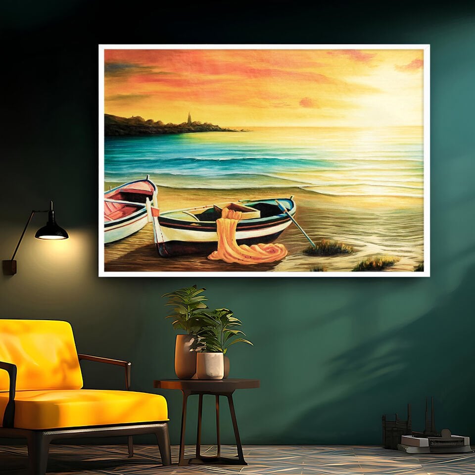 Sessiz Kıyı / Manzara Dokulu Yağlıboya Tablo