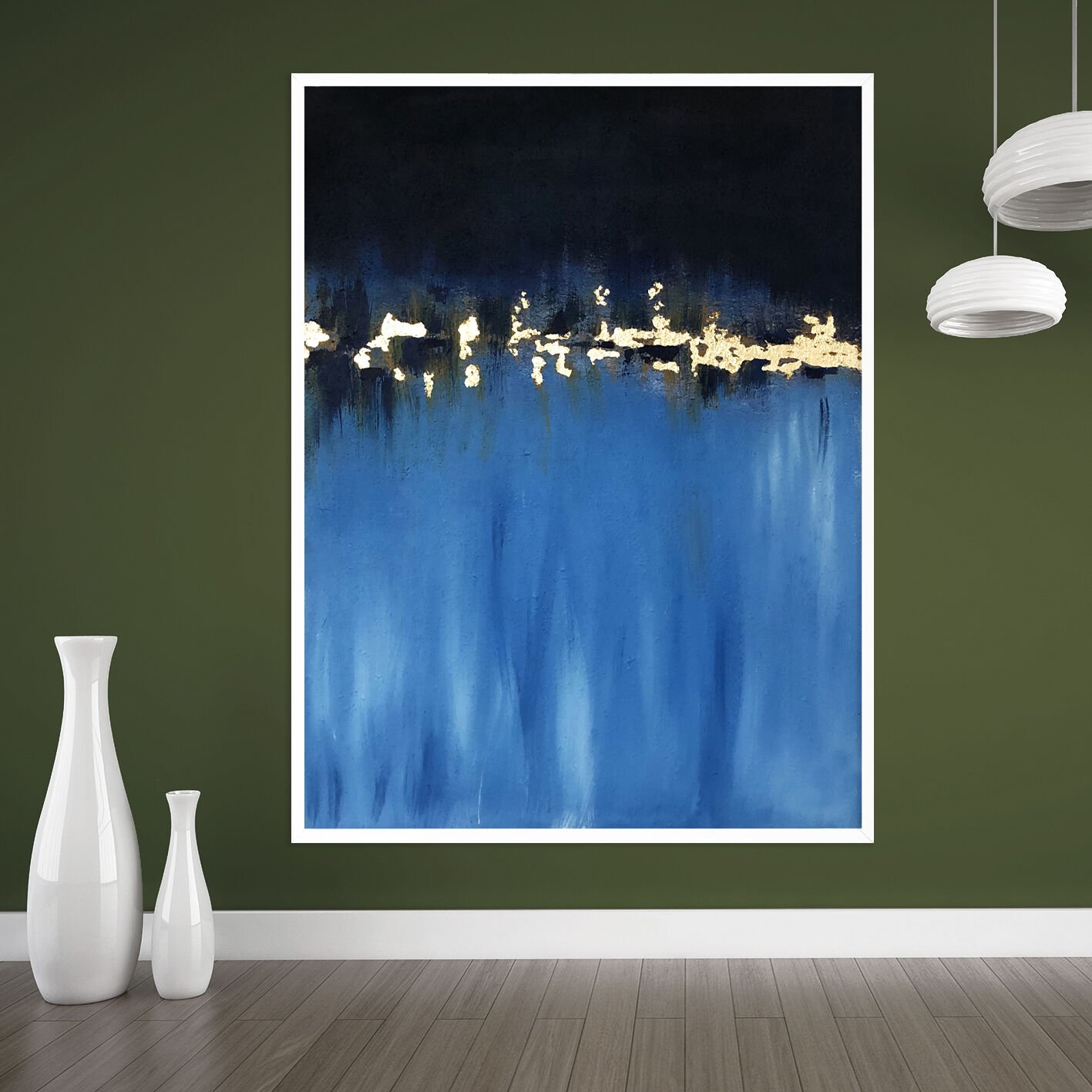 Mavinin Ötesi Soyut Dokulu Yağlıboya Tablo