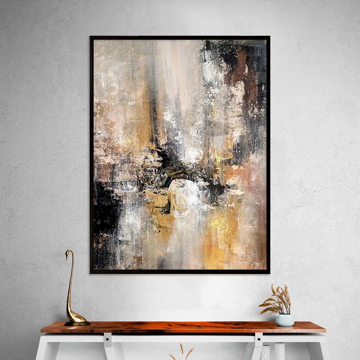 Sessiz İzler Soyut Dokulu Yağlıboya Tablo