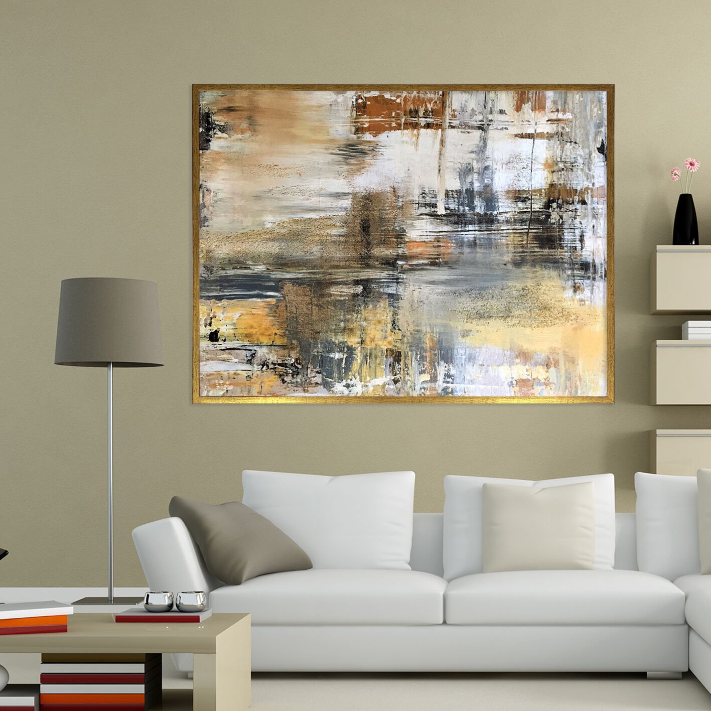 Sessiz Ufuk Soyut Dokulu Yağlıboya Tablo