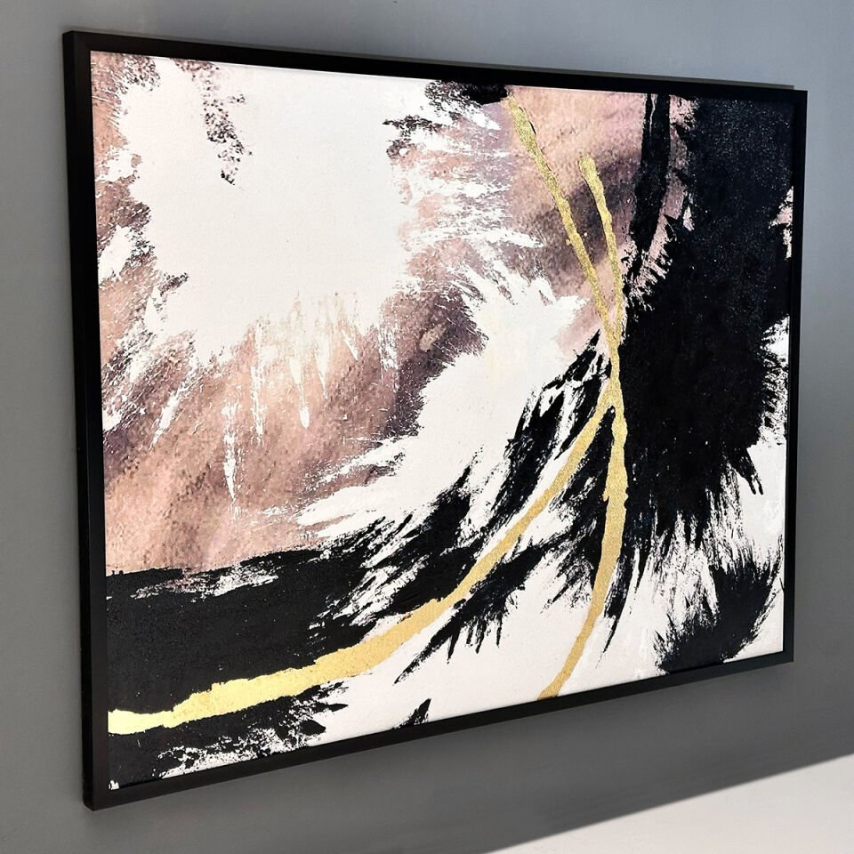 Altın Çizgide Denge Soyut Dokulu Yağlıboya Tablo