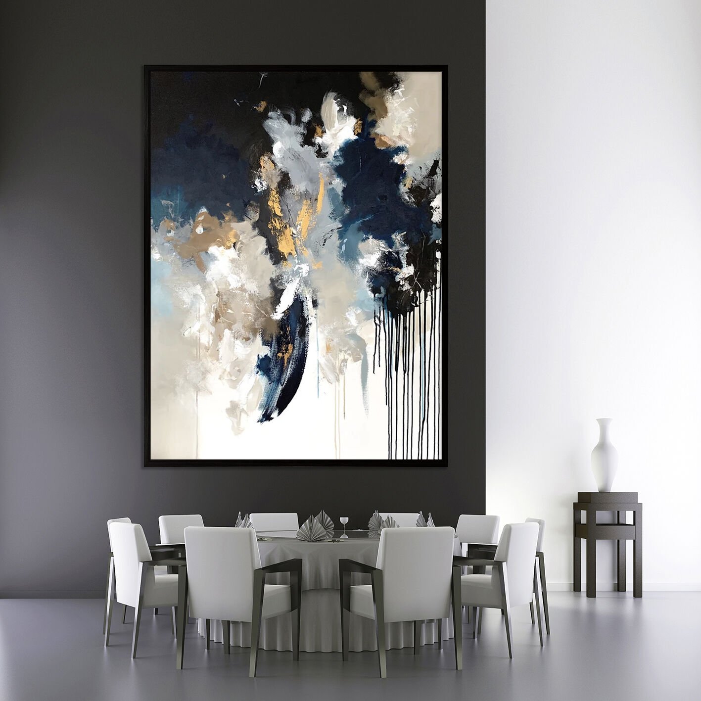 Geceye Düşen Işık Soyut Dokulu Yağlıboya Tablo