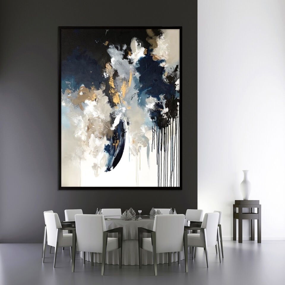 Geceye Düşen Işık Soyut Dokulu Yağlıboya Tablo