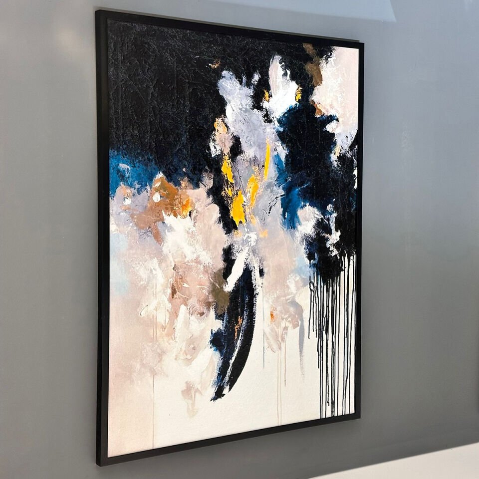 Geceye Düşen Işık Soyut Dokulu Yağlıboya Tablo