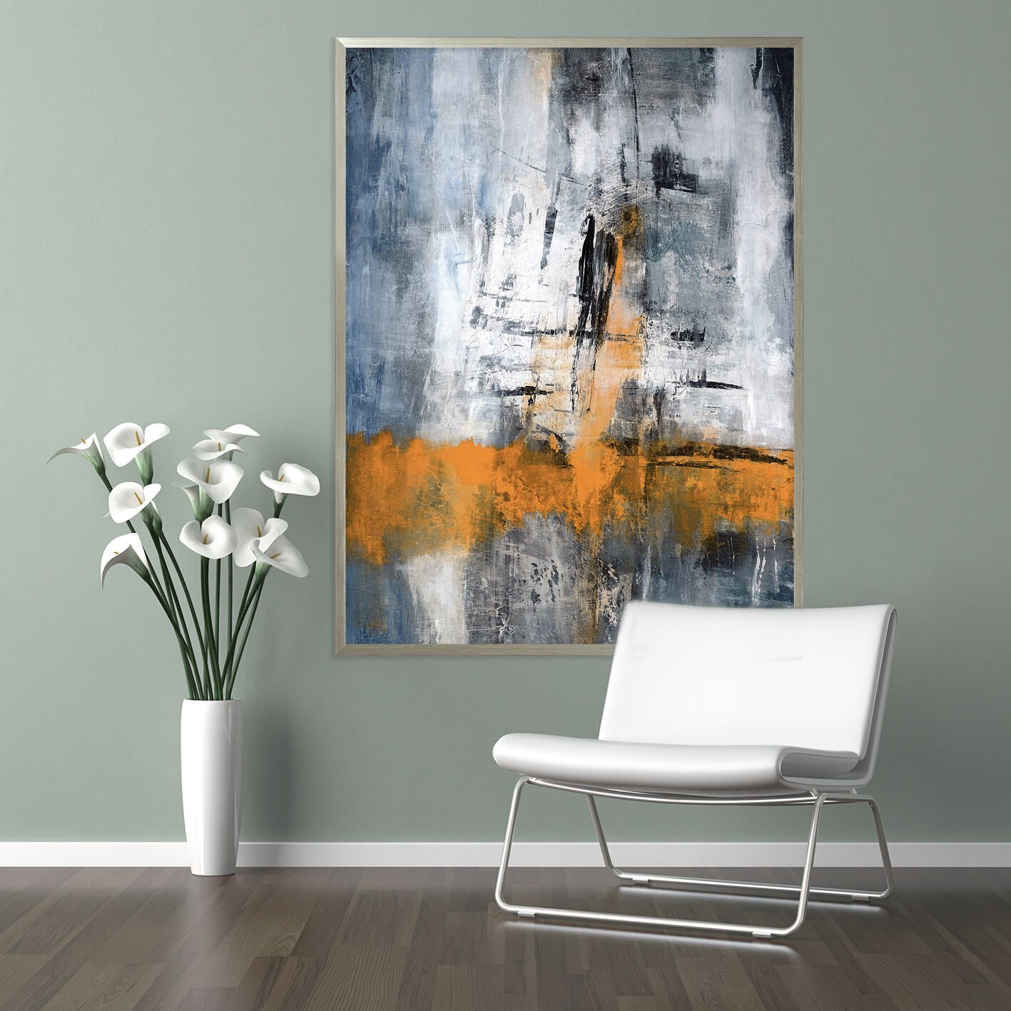 Zamanda Açılan Çizgi Soyut Dokulu Yağlıboya Tablo