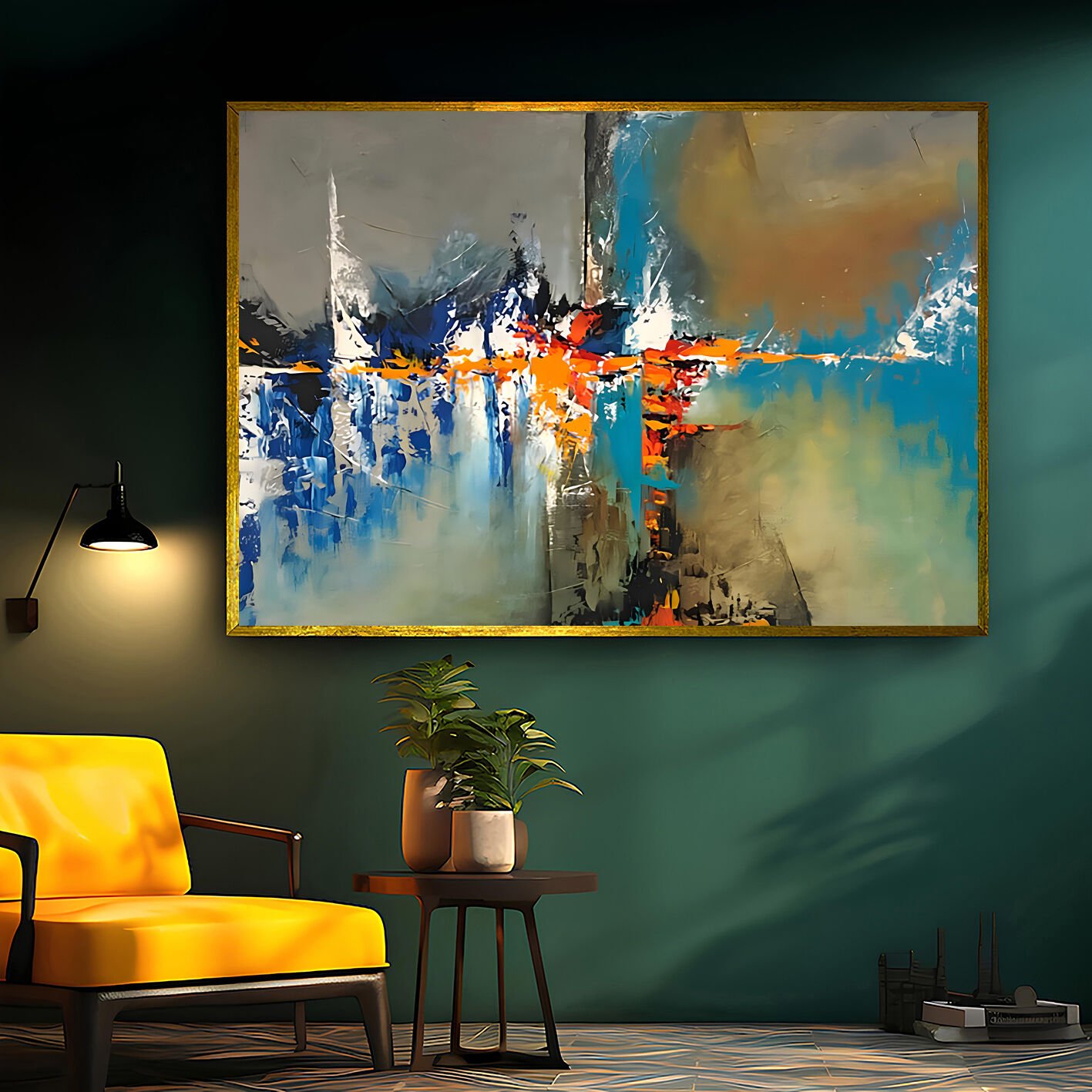 Enerji Ekseni Soyut Dokulu Yağlıboya Tablo