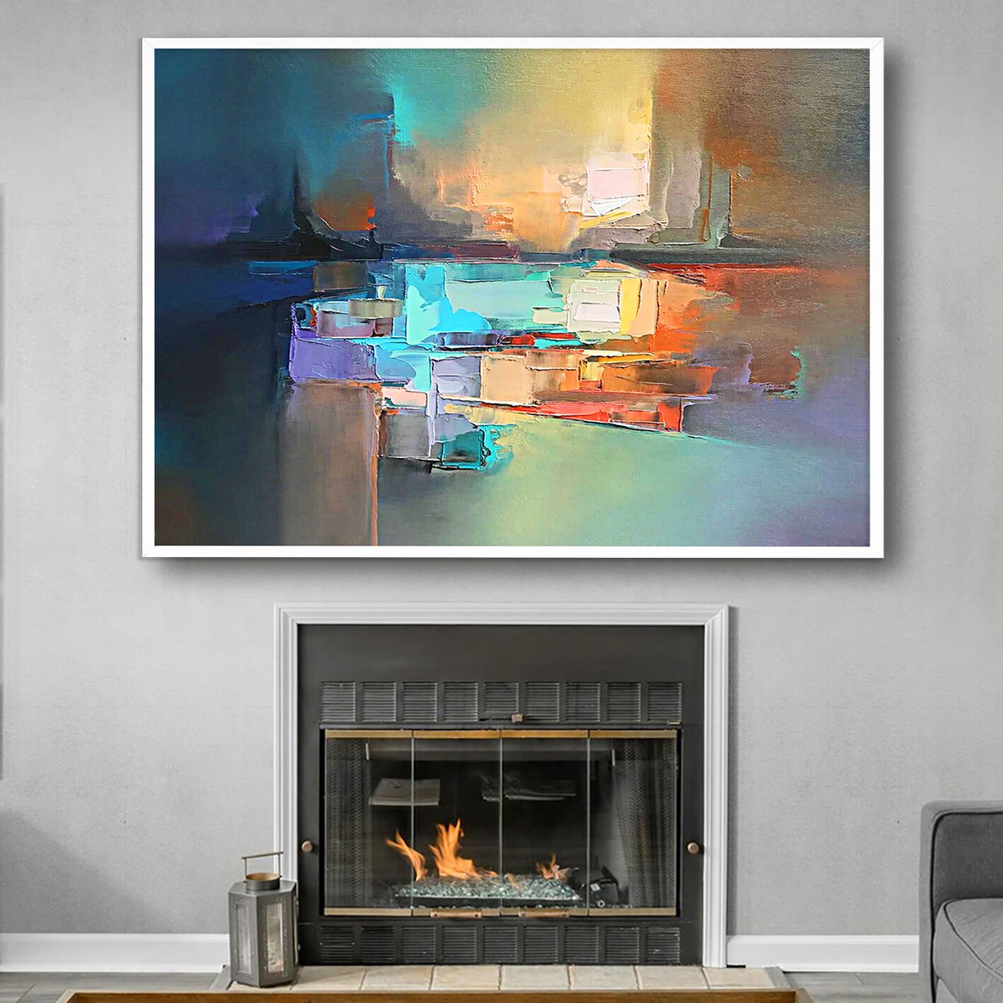 Işığın Katmanları Soyut Dokulu Yağlıboya Tablo