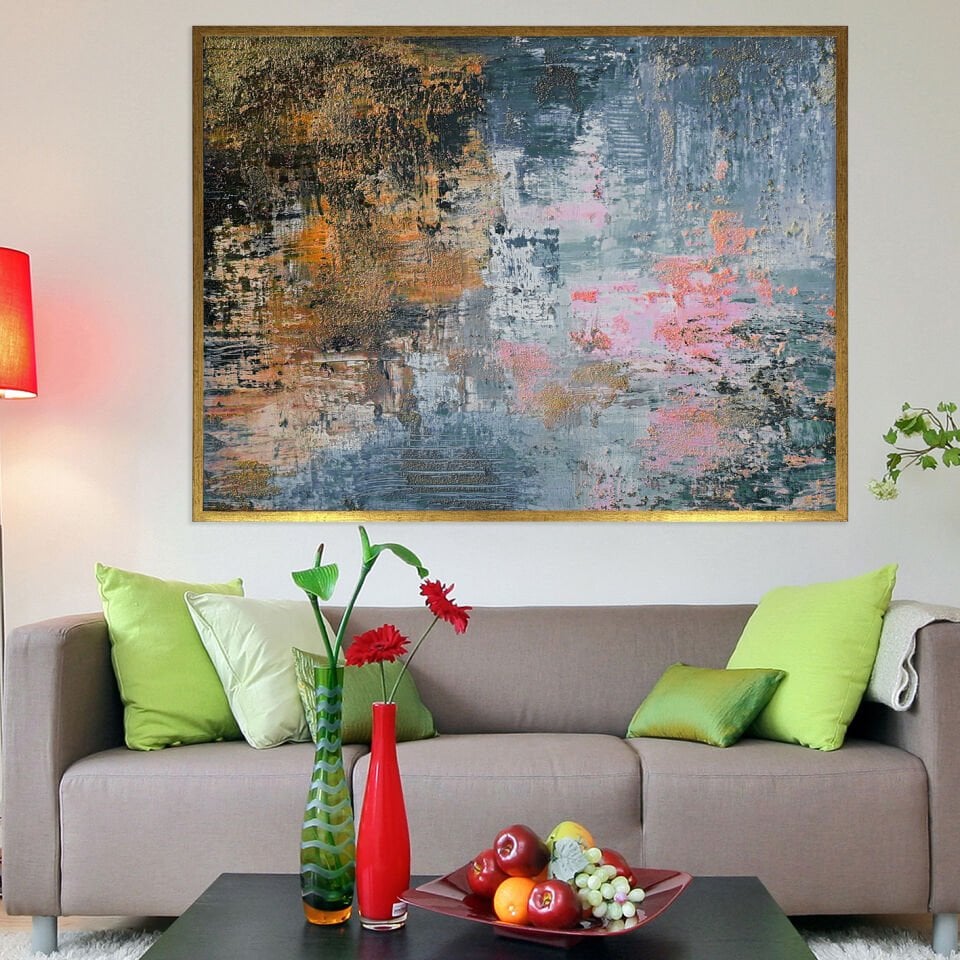 Dingin Harmoni Soyut Dokulu Yağlıboya Tablo