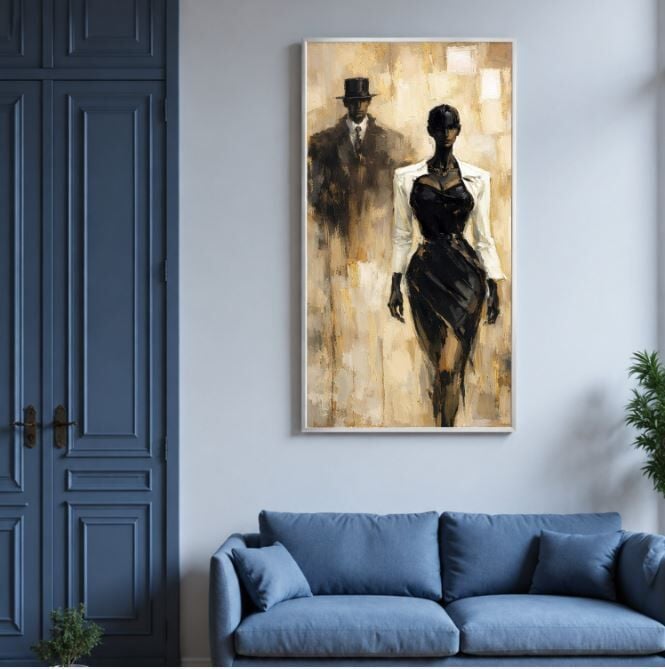 Modern Figüratif Dokulu Yağlı Boya Tablo – Sessiz Karşılaşma