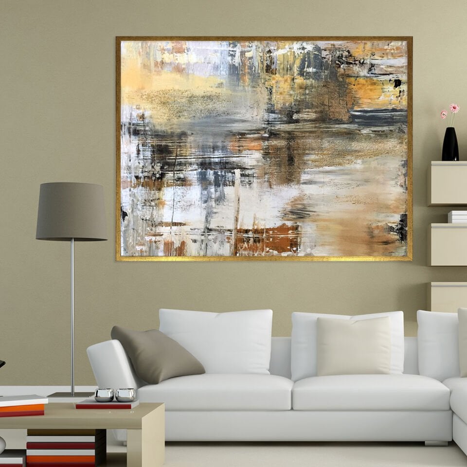 Sessiz Yansımalar Soyut Dokulu Yağlıboya Tablo