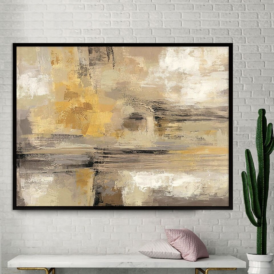 Altın Denge Soyut Dokulu Yağlıboya Tablo