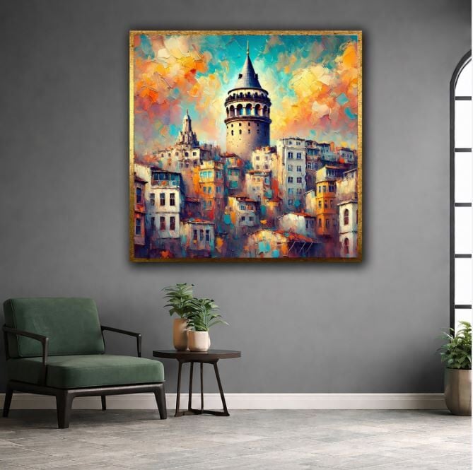 Galata Kulesi Soyut İstanbul Tablo