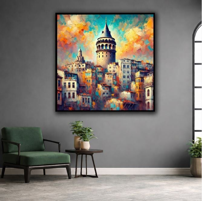 Galata Kulesi Soyut İstanbul Tablo