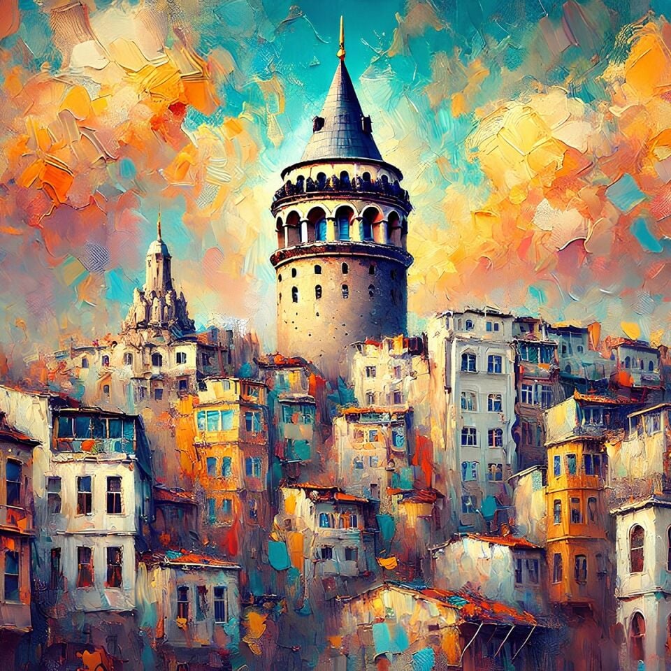 Galata Kulesi Soyut İstanbul Tablo
