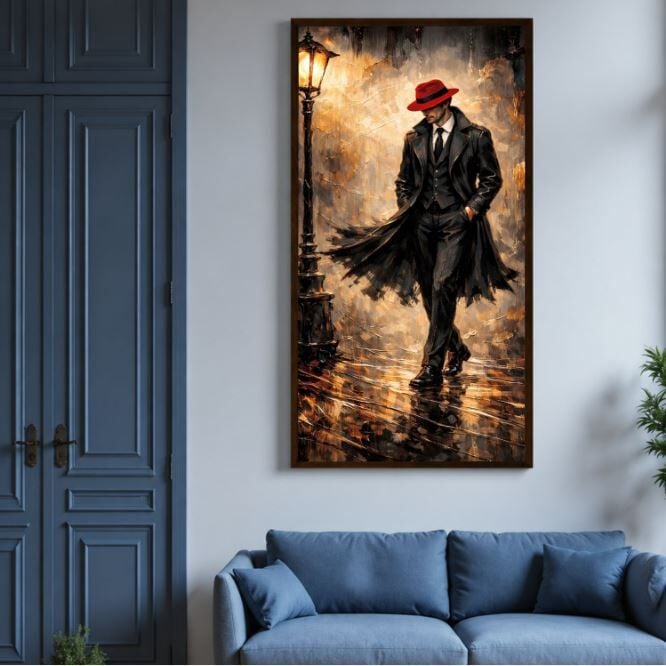 Kırmızı Şapkalı Adam Dokulu Yağlı Boya Tablo