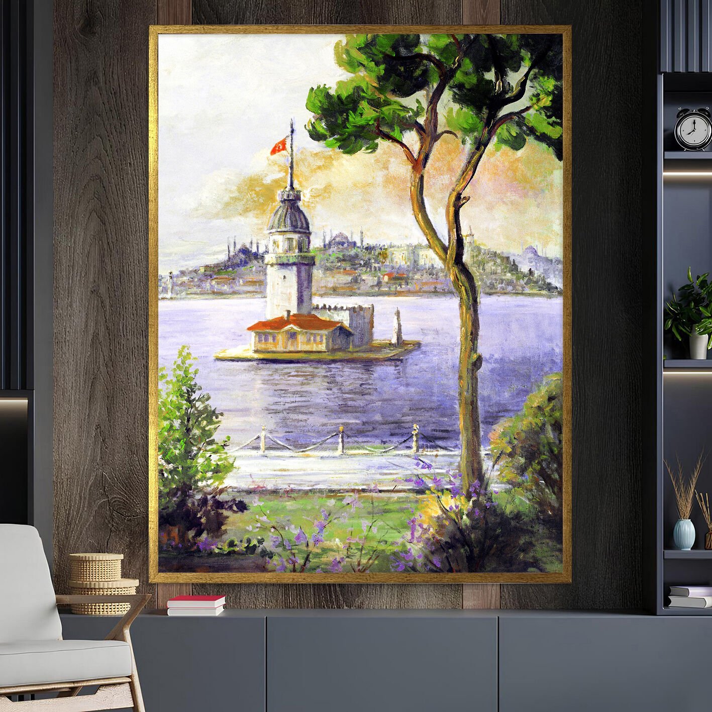 Boğaz’da Zamanın Sessizliği / Manzara Dokulu Yağlıboya Tablo