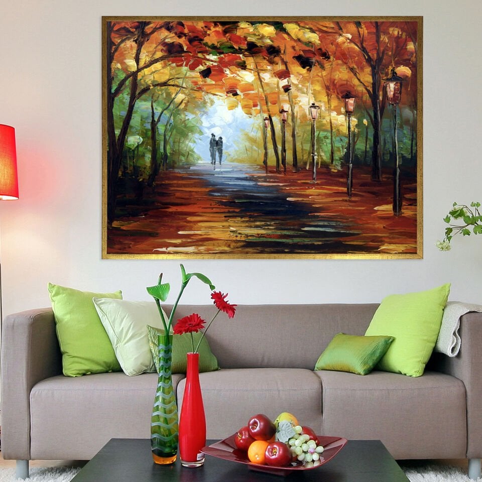 Aynı Yolda Manzara Dokulu Yağlıboya Tablo