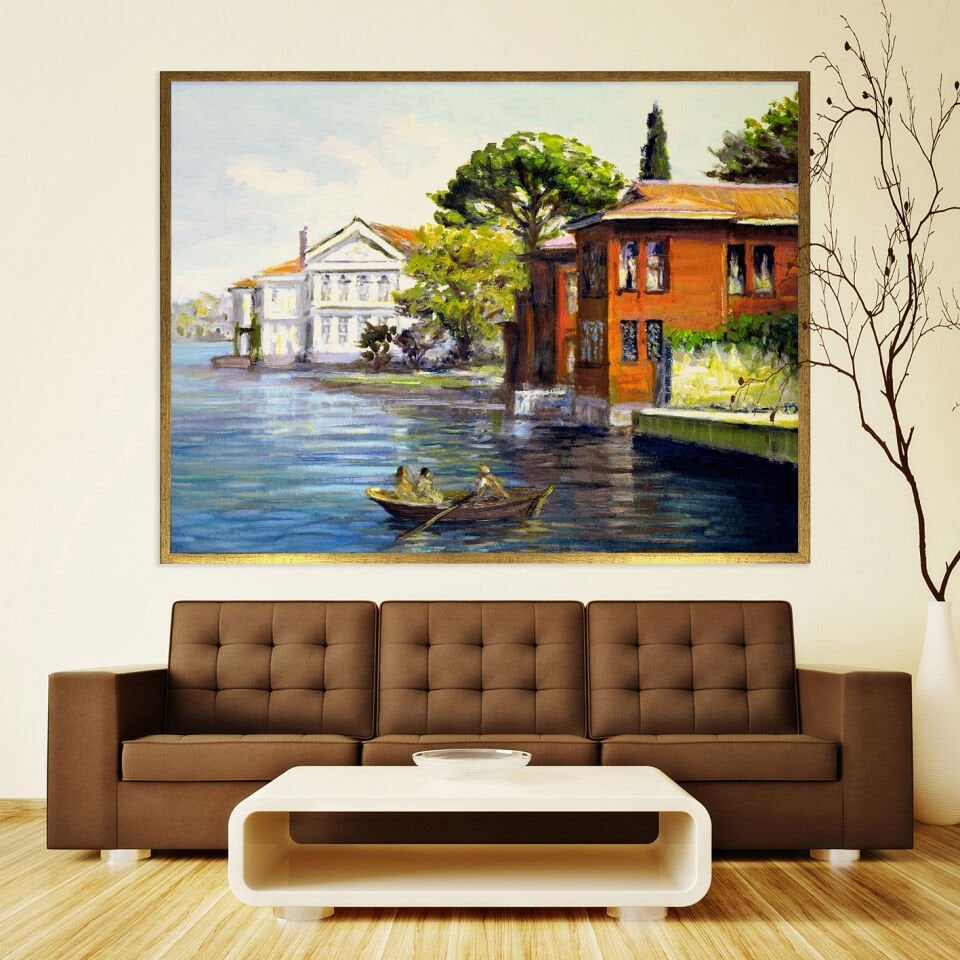 Boğazda Sessiz Bir Gün / Dokulu Yağlıboya Tablo