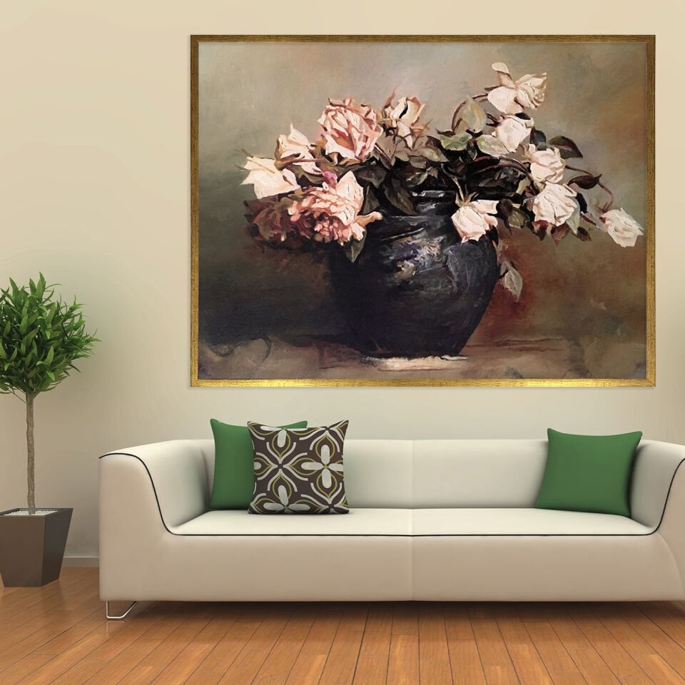 Sessiz Çiçekler Dokulu Yağlıboya Tablo