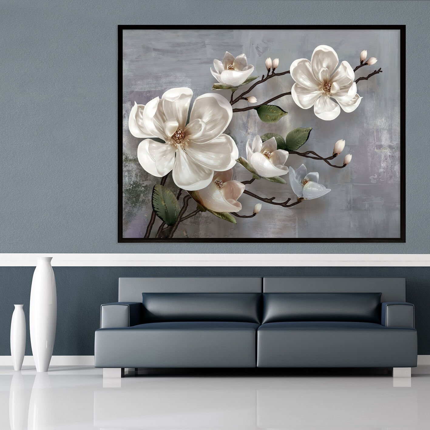 Beyazın Sessiz Zarafeti Dokulu Yağlıboya Tablo