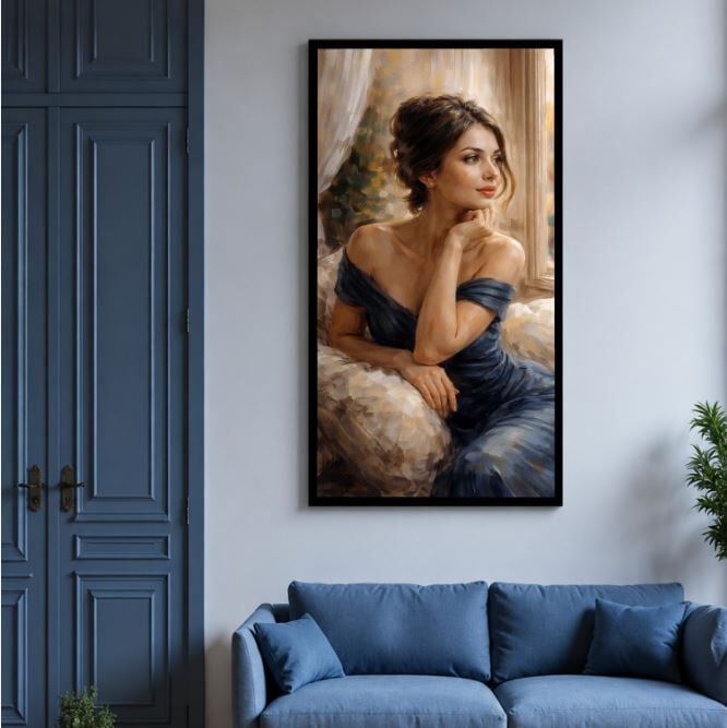 Pencere Işığı Modern Figüratif Dokulu Yağlı Boya Tablo