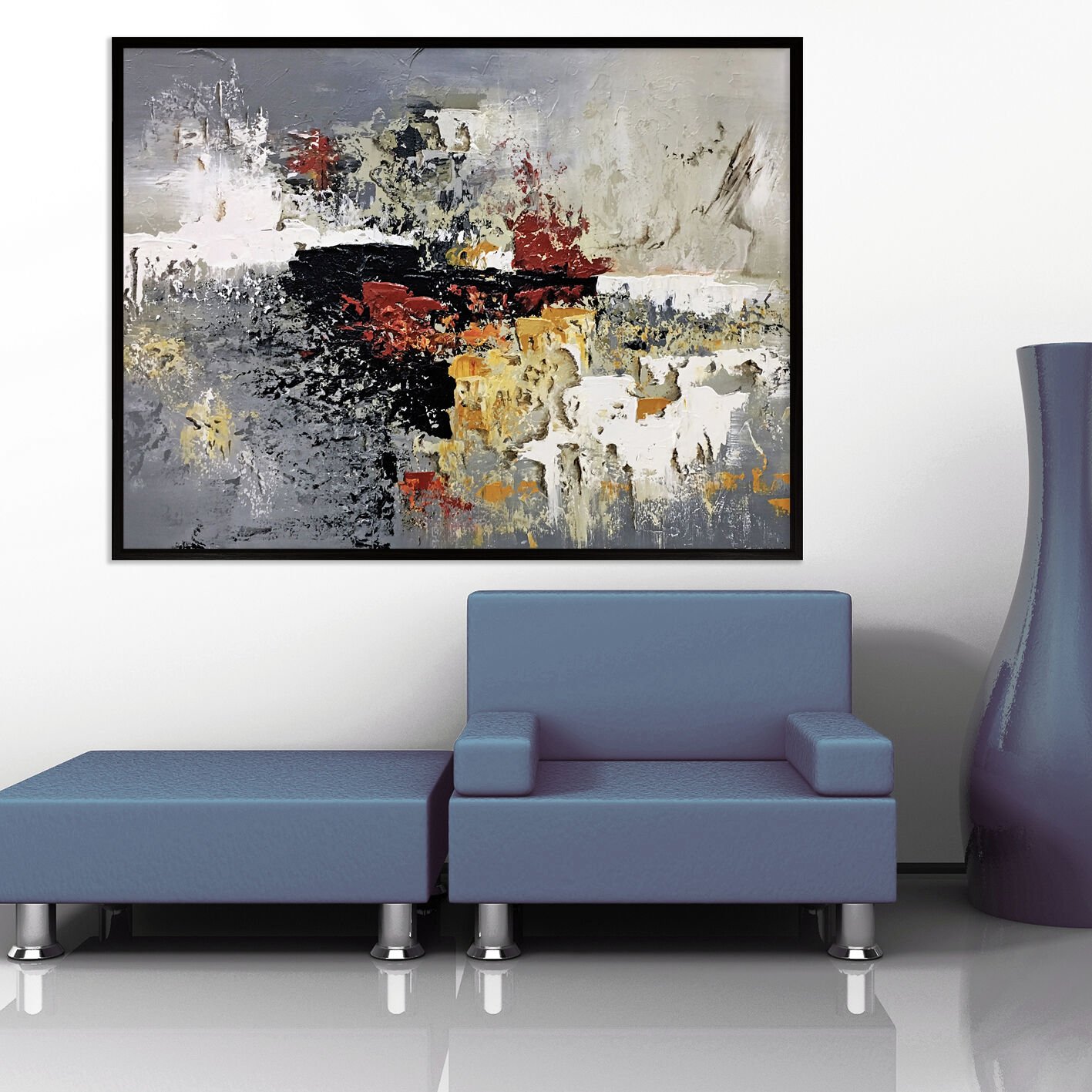 Sessiz Katmanlar Soyut Dokulu Yağlıboya Tablo