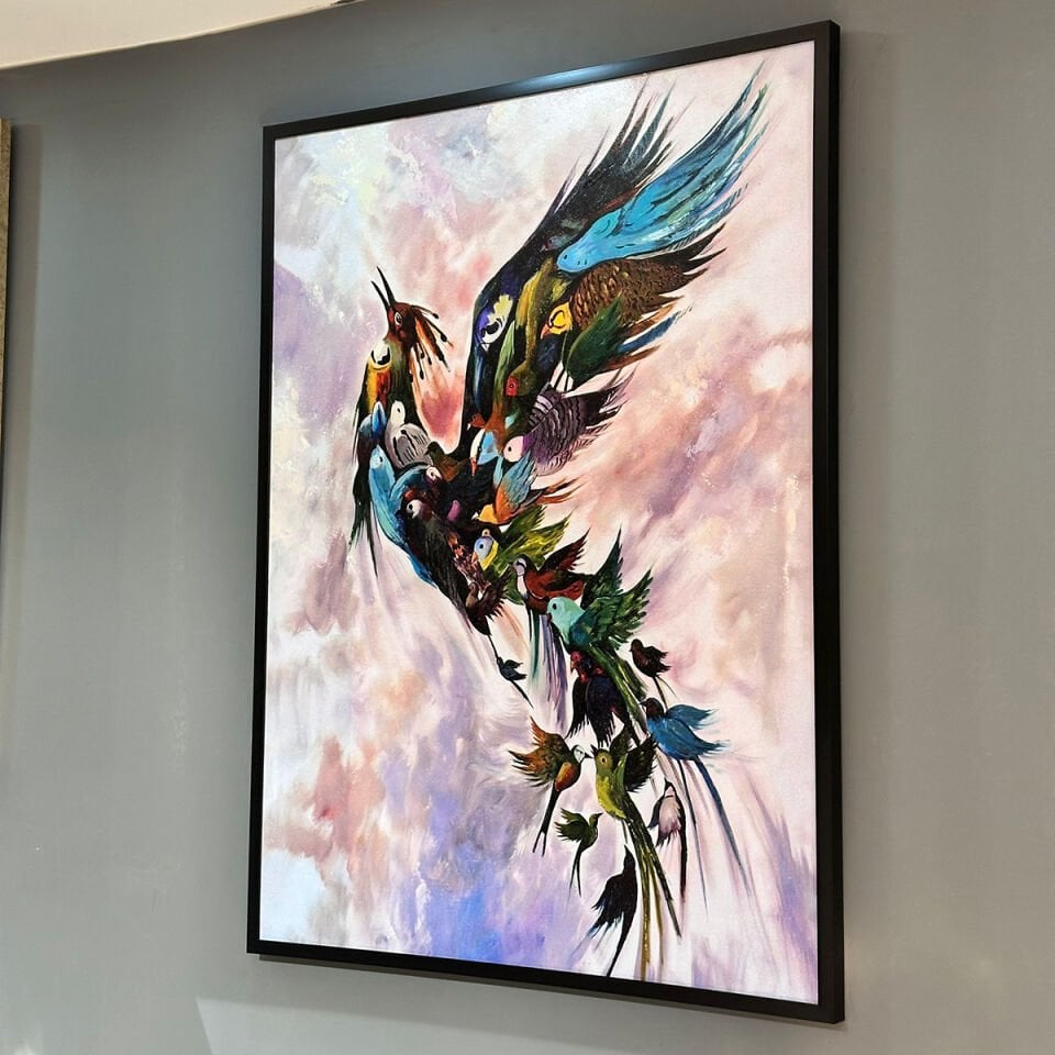 Kanatların Dansı Dokulu Yağlıboya Tablo