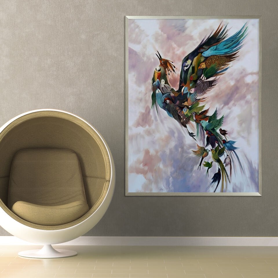 Kanatların Dansı Dokulu Yağlıboya Tablo