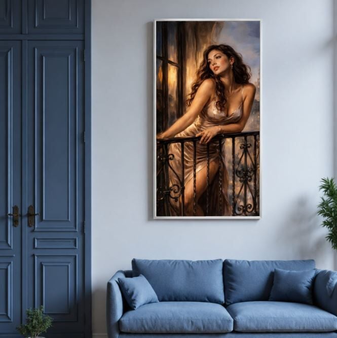 Gece Işığı Modern Figüratif Dokulu Yağlı Boya Tablo