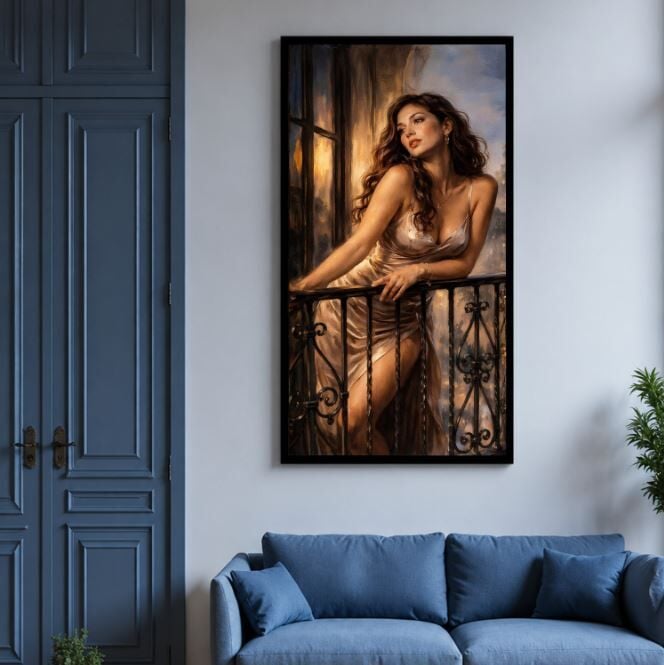 Gece Işığı Modern Figüratif Dokulu Yağlı Boya Tablo