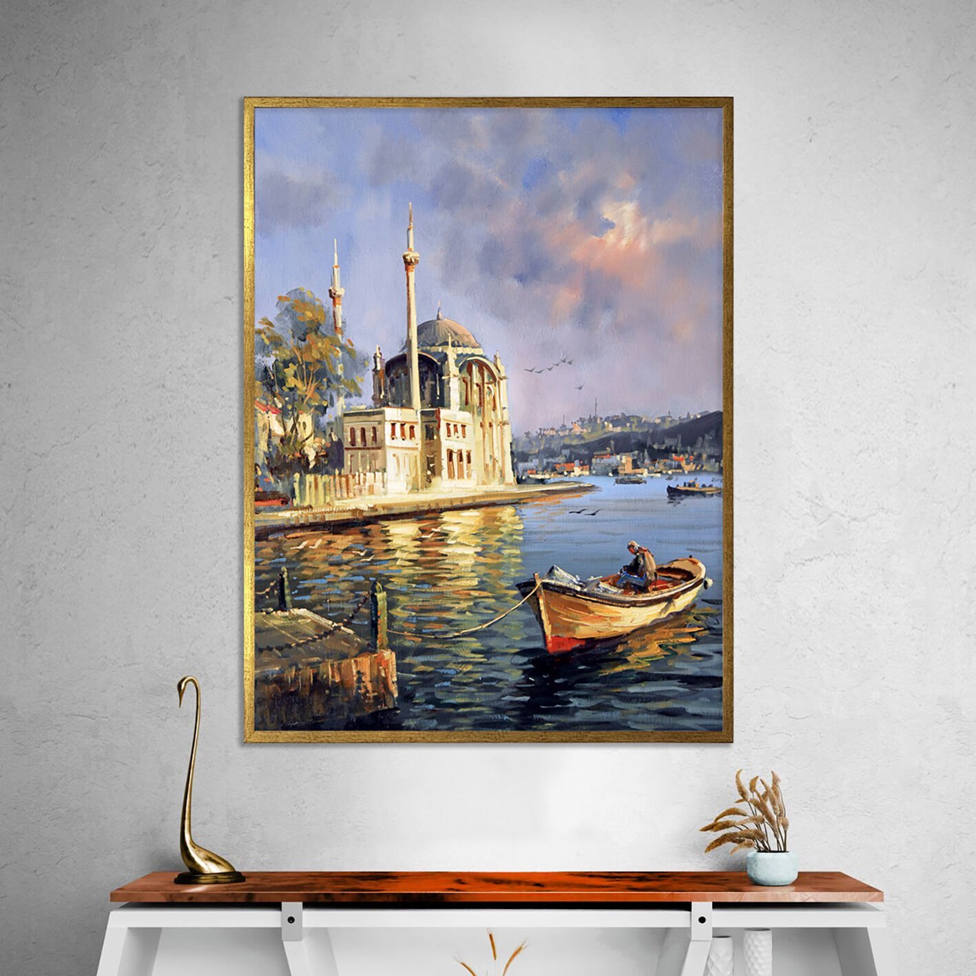 Boğaz’da Sessiz Bir Sabah Manzara Dokulu Yağlıboya Tablo