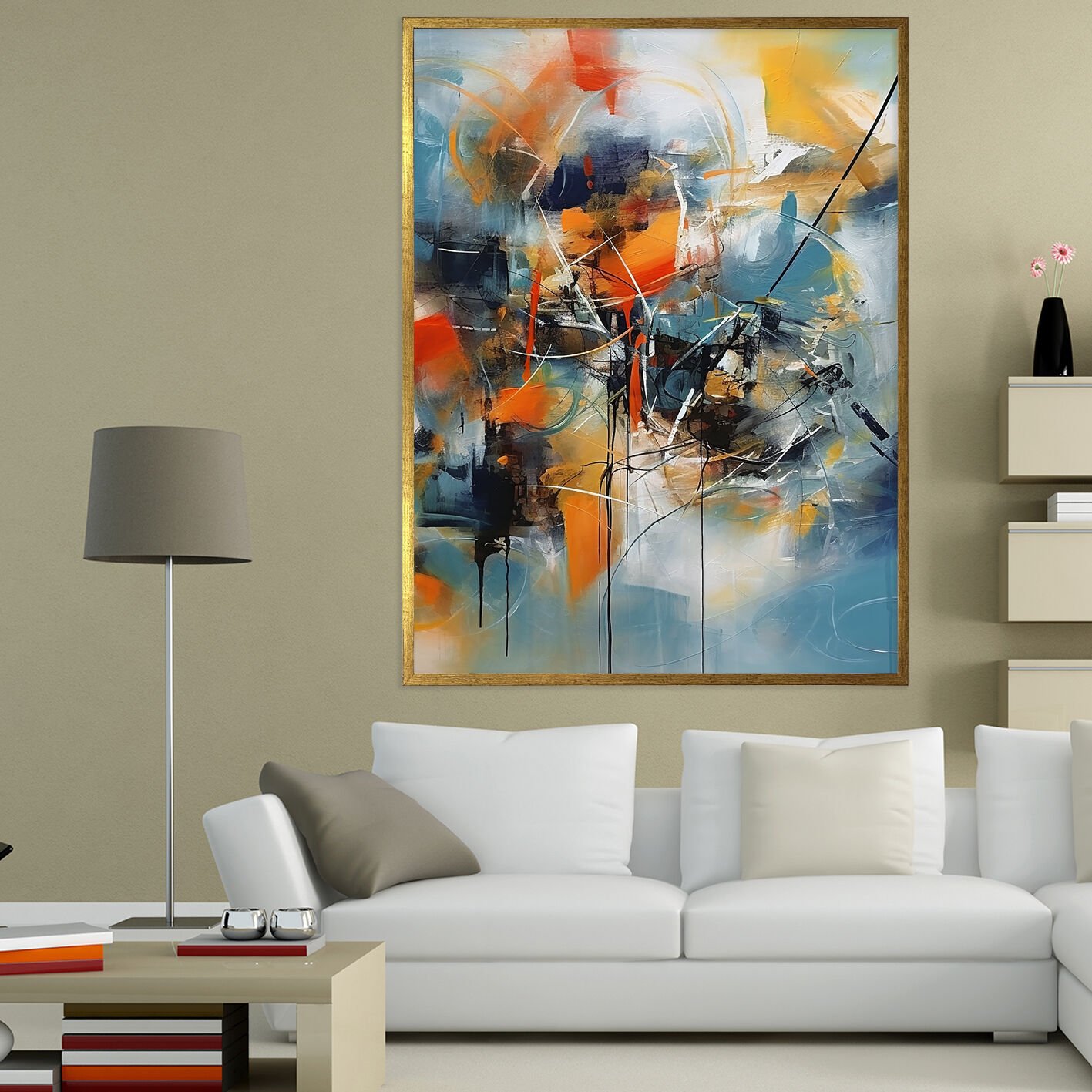 Modern Kaos Soyut Dokulu Yağlıboya Tablo